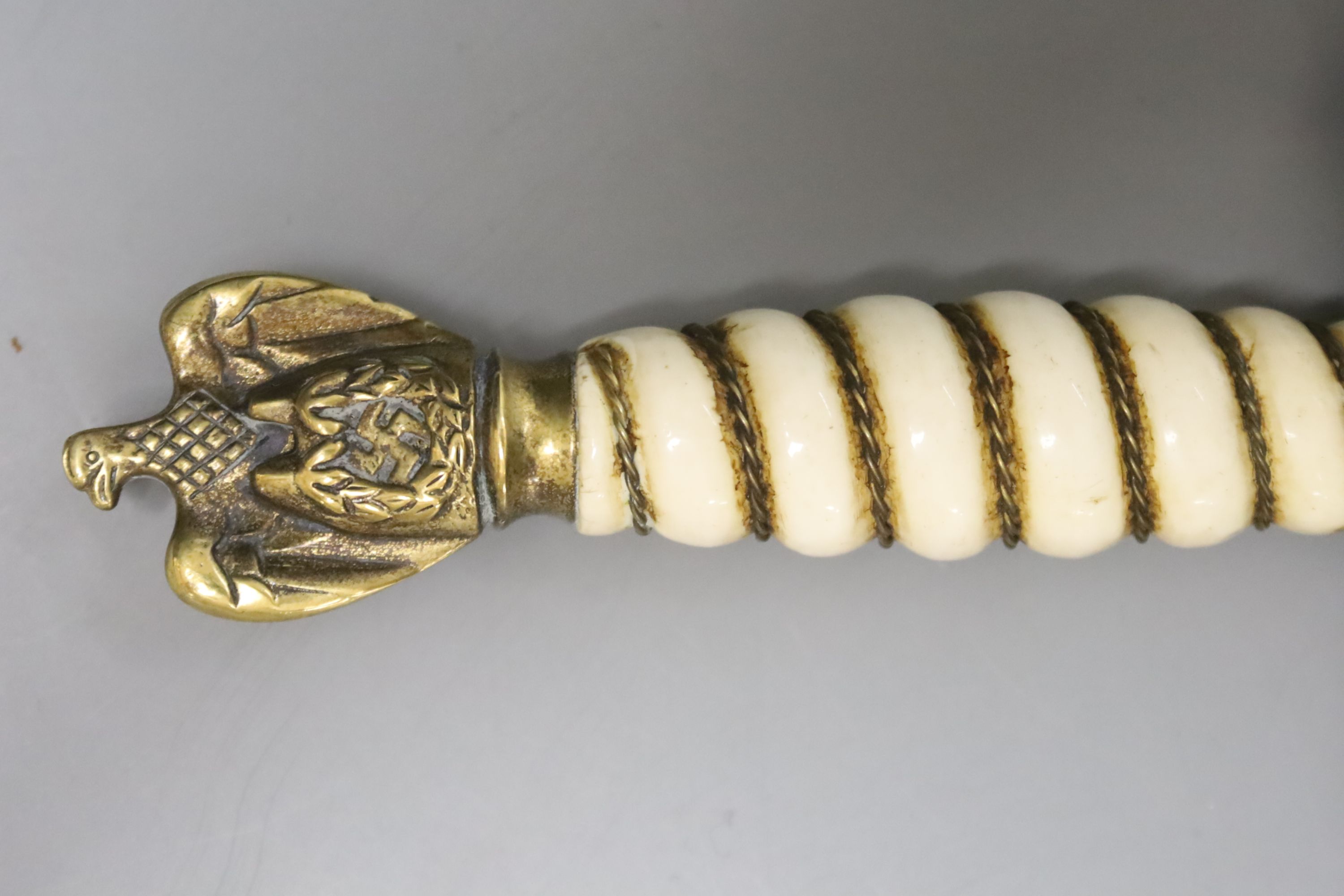 A re-enactors Kreigsmarine dress ceremonial dagger, with brass scabbard, 42cm long